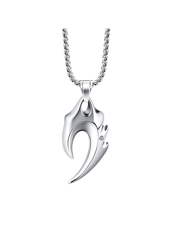 Wolf Tooth Necklace for Men Women Stainless Steel Silver Plated Tribal Fang Pendant Wolf Pendant Necklace Hypoallergenic Gothic Viking Jewelry Gift