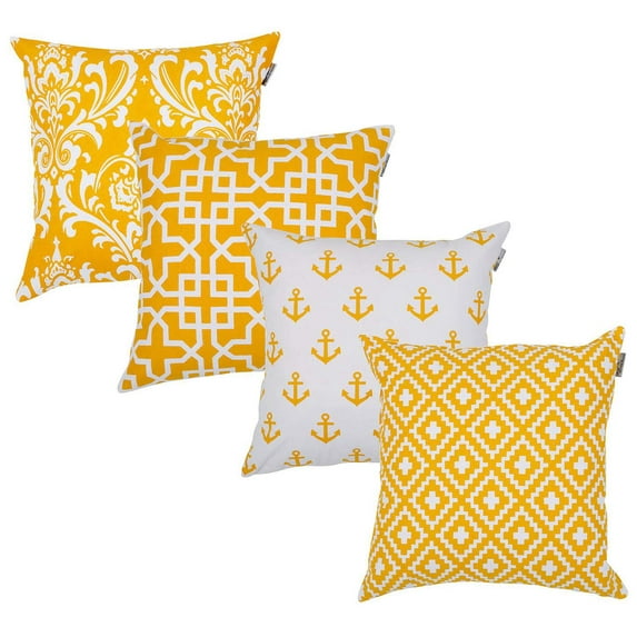 SUFAM Set of 4 Pillow Cases Accent Printed Slipoverslip Western Modern Yellow Geometric Pattern Throw Pillowcase Cover Cushion Case Home Decor 20x20 inch
