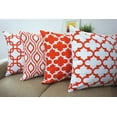 thumbnail image 1 of SUFAM Set of 4 Pillow Cases Canvas Orange Quatrefoil Ogee Trellis Chain Accent Red Modern Geometric Throw Pillowcase Cover Cushion Case Home Decor 16x16 inch, 1 of 1