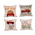 thumbnail image 1 of SUFAM Set of 4 Pillow Cases Halloween Car Pumpkin Fall Thanksgiving Celebration Yellow Red English Words Throw Pillowcase Cover Cushion Case Home Decor 18x18 inch, 1 of 1