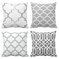 thumbnail image 1 of SUFAM Set of 4 Pillow Cases Moroccan Quatrefoil Gray White Trellis Silver Large Choose Geometric Pattern Throw Pillowcase Cover Cushion Case Home Decor 16x16 inch, 1 of 5