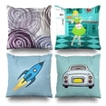 thumbnail image 1 of SUFAM Set of 4 Pillow Cases Plum Spiral Retro Blue Rocketship Cartoon Nissan Figaro Car Women Throw Pillowcase Cover Cushion Case Home Decor 20x20 inch, 1 of 1