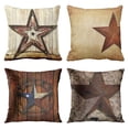 thumbnail image 1 of SUFAM Set of 4 Pillow Cases Rustic Country Western Star Barn Texas Wooden Cabin West Primitive Throw Pillowcase Cover Cushion Case Home Decor 18x18 inch, 1 of 5