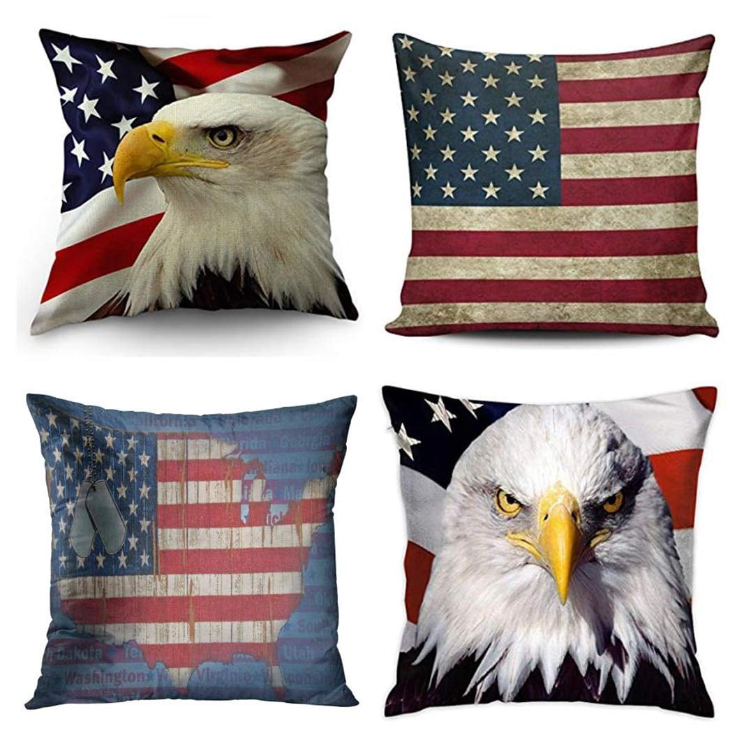 ArtSocket 4-Pack Throw Pillow Covers - Vintage Fishing Camping Lodge Decor 18x18"