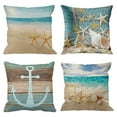 thumbnail image 1 of SUFAM Set of 4 Pillow Cases Beach Starfish Shell Seas Oceans Blue Sky Seashells The Conches Throw Pillowcase Cover Cushion Case Home Decor 16x16 inch, 1 of 5