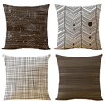thumbnail image 1 of SUFAM Set of 4 Pillow Cases Brown Olive Tan Geometric Stripe Classic Modern Throw Pillowcase Cover Cushion Case Home Decor 16x16 inch, 1 of 1