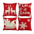 thumbnail image 1 of SUFAM Set of 4 Pillow Cases Christmas Red Santa Claus Elk Sled Snowflake Winter Throw Pillowcase Cover Cushion Case Home Decor 16x16 inch, 1 of 1