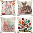 thumbnail image 1 of SUFAM Set of 4 Pillow Cases Easter Printed Spring Seasons Rabbit Egg Flower Throw Pillowcase Cover Cushion Case Home Decor 16x16 inch, 1 of 1