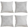 thumbnail image 1 of SUFAM Set of 4 Pillow Cases Embroidered Geometric Grey Modern White Stripes Throw Pillowcase Cover Cushion Case Home Decor 18x18 inch, 1 of 1