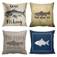 thumbnail image 1 of SUFAM Set of 4 Pillow Cases Fish Fisherman Gone Fishing Rustic Vintage Funny Fear Me Navy Throw Pillowcase Cover Cushion Case Home Decor 16x16 inch, 1 of 5