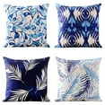 thumbnail image 1 of SUFAM Set of 4 Pillow Cases Geometric Tropical Carding Dark Blue Ocean Summer Throw Pillowcase Cover Cushion Case Home Decor 18x18 inch, 1 of 1