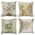 thumbnail image 1 of SUFAM Set of 4 Pillow Cases Map World Compass Rose Vintage Baby Room The Europe Throw Pillowcase Cover Cushion Case Home Decor 18x18 inch, 1 of 5