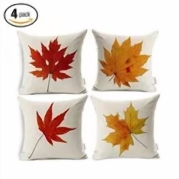 SUFAM Set of 4 Pillow Cases Maple Leaves Fall Colorful Autumn Leaf Simple Red Yellow Throw Pillowcase Cover Cushion Case Home Decor 18x18 inch