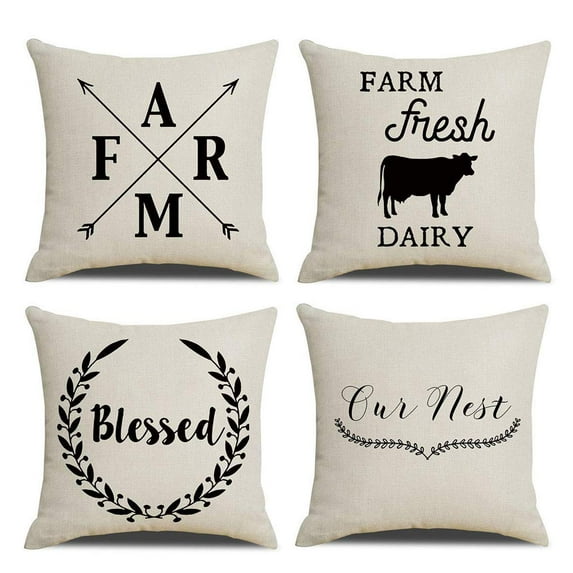 SUFAM Set of 4 Pillow Cases Rustic Farmhouse Garden Crab Anchor Boat Whale Flowers Throw Pillowcase Cover Cushion Case Home Decor 16x16 inch