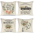 thumbnail image 1 of SUFAM Set of 4 Pillow Cases Spring Bicycle Car Flowers Hello Country Throw Pillowcase Cover Cushion Case Home Decor 20x20 inch, 1 of 1