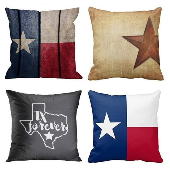 SUFAM Set of 4 Pillow Cases Texas Flag Flagn Vintage Wood Rustic Barn Star Western Forever Throw Pillowcase Cover Cushion Case Home Decor 20x20 inch