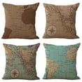 thumbnail image 1 of SUFAM Set of 4 Pillow Cases Vintage Old World Map Pattern Navigation Compass Throw Pillowcase Cover Cushion Case Home Decor 16x16 inch, 1 of 1