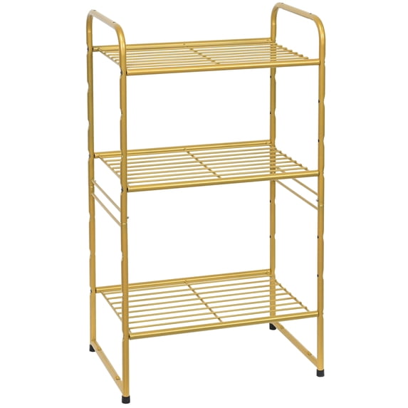 SUFAUY 3 Tier Metal Wire Shelving Storage Rack Unit 300lb for Kitchen, Gold