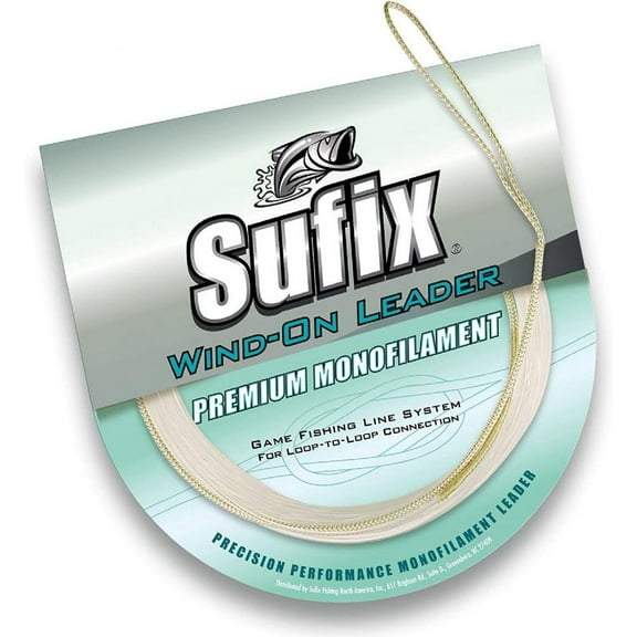 Sufix Wind-On Premium Monofilament Leader Fishing Line, 50 lb, 11 Yds. - Clear