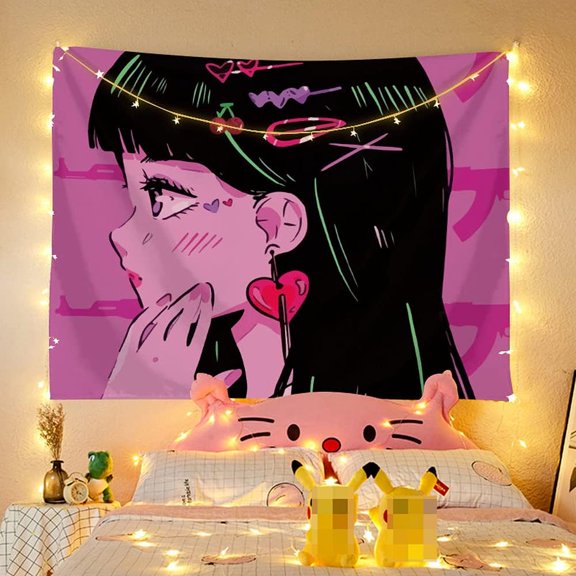 SUFUZEGA Japanese Anime Girl Tapestry Kawaii aestheticism 3D Printing Art Anime Wall Hanging, for Living Room Bedroom Dorm Decor (60L×50W, R15)