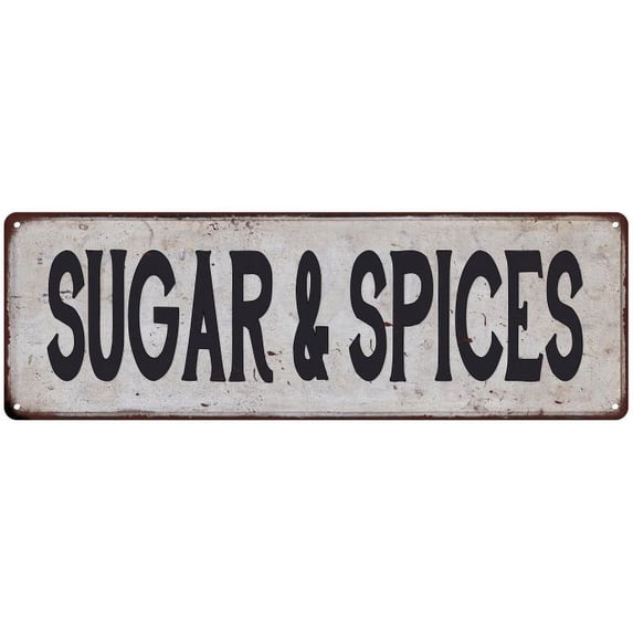 SUGAR & SPICES Vintage Look Rustic 8x24 Metal Sign Chic Retro 108240035150