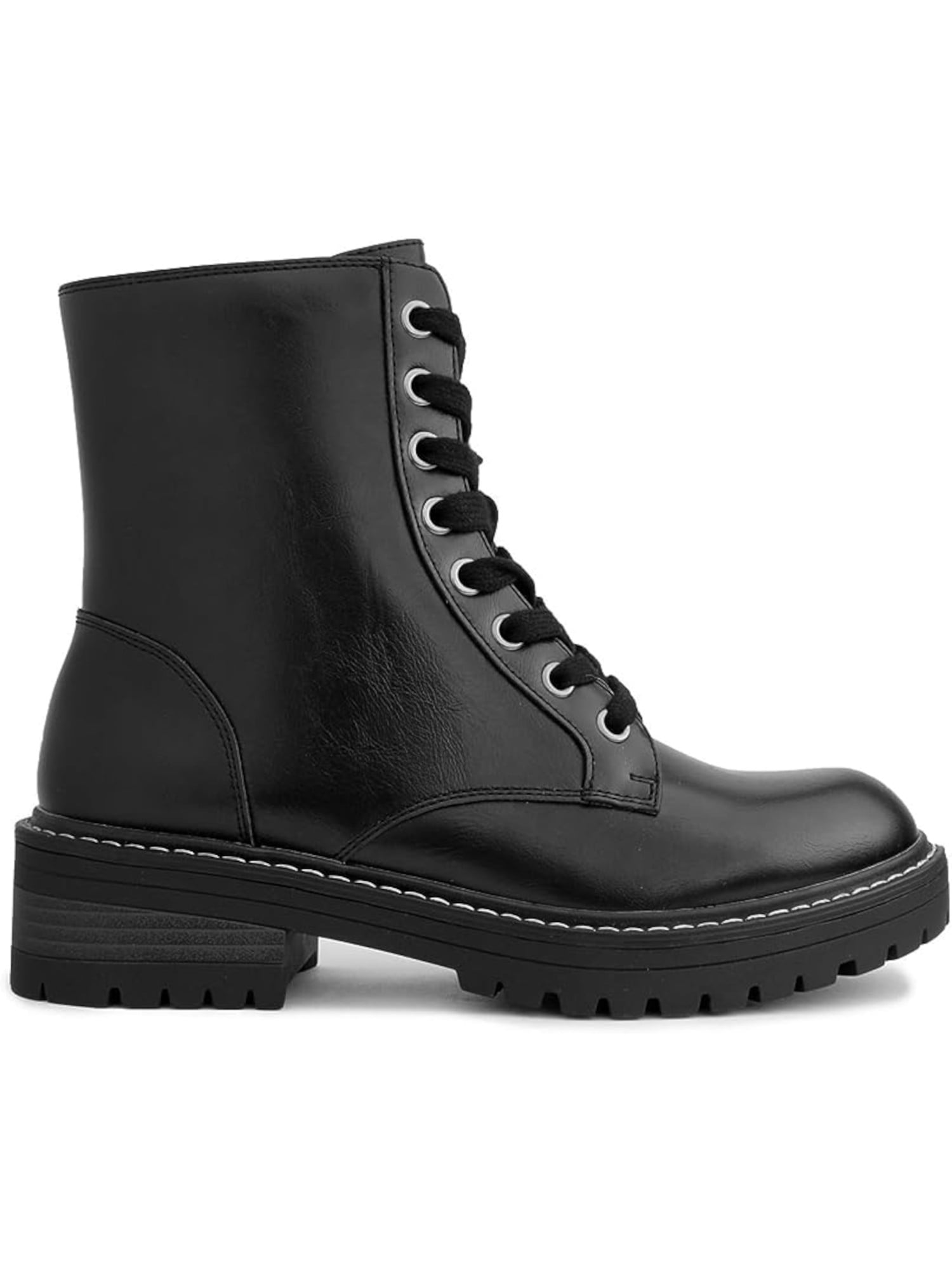 SUGAR Womens Black 1/2" Platform LaceUp Stitch Detailing Comfort Kaedy