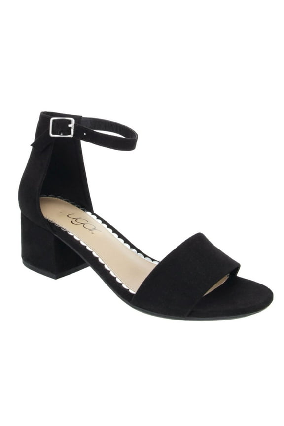 Womens Black Adjustable Strap Noelle Low Open Toe Block Heel Buckle Dress Sandals Shoes 7.5 W