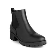 SUGAR Womens Black Chelsea Boot Cushioned Back Pull Tab Lug Sole Stretch Kelce Round Toe Block Heel Slip On Booties 10 M