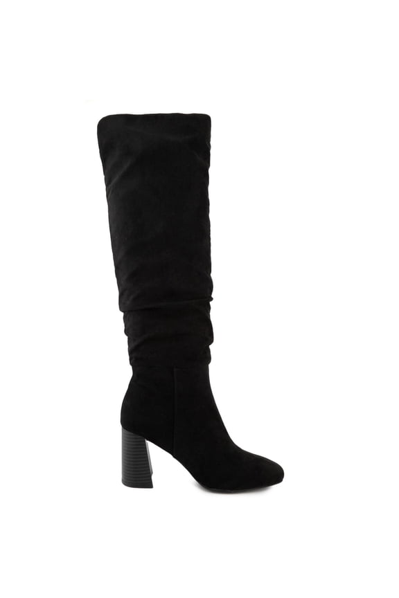 Womens Black Comfort Emerson Square Toe Block Heel Zip-Up Slouch Boot 9.5 M
