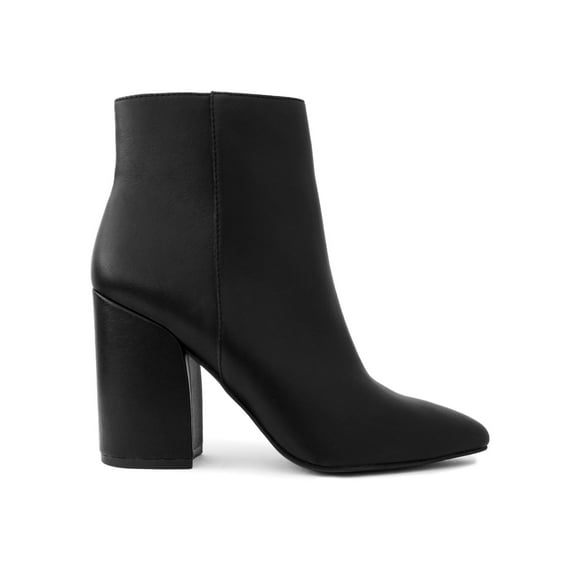 SUGAR Womens Black Cushioned Evvie Almond Toe Block Heel Zip-Up Booties 6 M