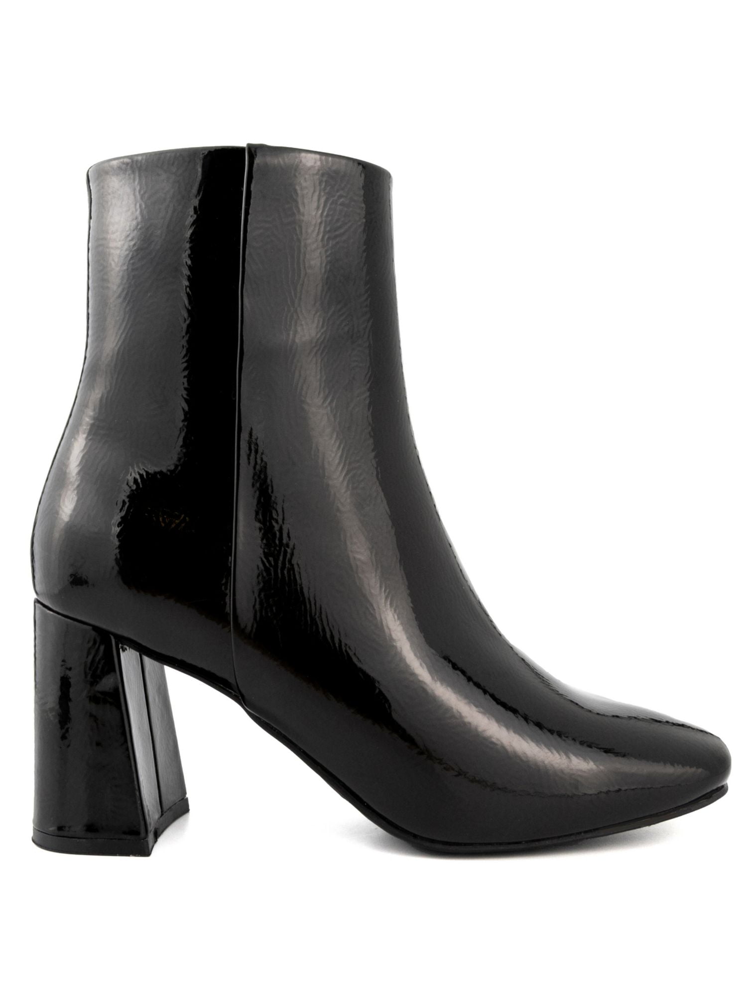 SUGAR Womens Black Padded Goring Elly Square Toe Block Heel Zip-Up