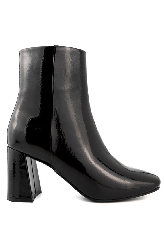 Womens Black Padded Goring Elly Square Toe Block Heel Zip-Up Dress Booties 9 M