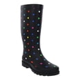 thumbnail image 1 of SUGAR Womens Black Polka Dot 1/2" Platform Raffle Block Heel Rain Boots 8 M, 1 of 3