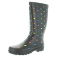 thumbnail image 1 of SUGAR Womens Black Polka Dot 1/2" Platform Raffle Round Toe Block Heel Rain Boots 9 M, 1 of 2