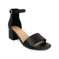 thumbnail image 1 of SUGAR Womens Black Smooth Ankle Strap Cushioned Noelle Round Toe Block Heel Buckle Dress Sandals 9 M, 1 of 3