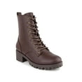 thumbnail image 1 of SUGAR Womens Dark Brown Lug Sole Cushioned Reggie Round Toe Block Heel Zip-Up Combat Boots 9 M, 1 of 4
