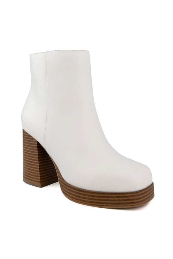Womens White Padded Warrant Square Toe Block Heel Zip-Up Booties 6.5 M