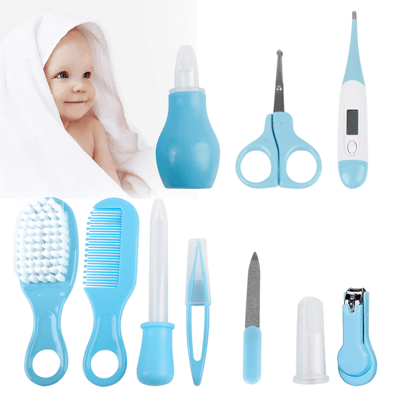 SUGARDAY 10 in 1 Baby Healthcare and Grooming Kit for Girl Boy Care Kit Toddlers Nail Clippers (Blue)