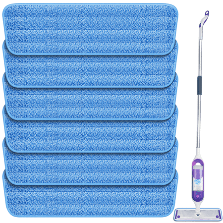 SUGARDAY Reusable Mop Pads for SwifferPower Mop 6 Pack, Microfiber Power Mop Wet Pads Refills Replacement Machine Washable for 13''-15'' Spray Floor Mops