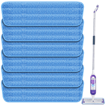 SUGARDAY Reusable Power Mop Pads 6 Pack, Microfiber Power Mop Wet Pads Refills Replacement Machine Washable for 13''-15'' Spray Floor Mops