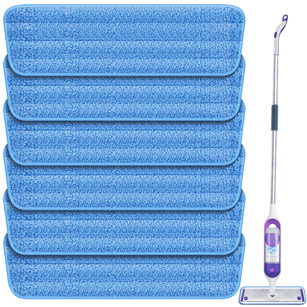 SUGARDAY Reusable Power Mop Pads 6 Pack, Microfiber Power Mop Wet Pads Refills Replacement Machine Washable for 13''-15'' Spray Floor Mops