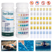 SUGARDAY 6-Way Pool Test Strips for Salt Water Chlorine pH Swimming Pool Drinking Water Test Kit  50 Strips