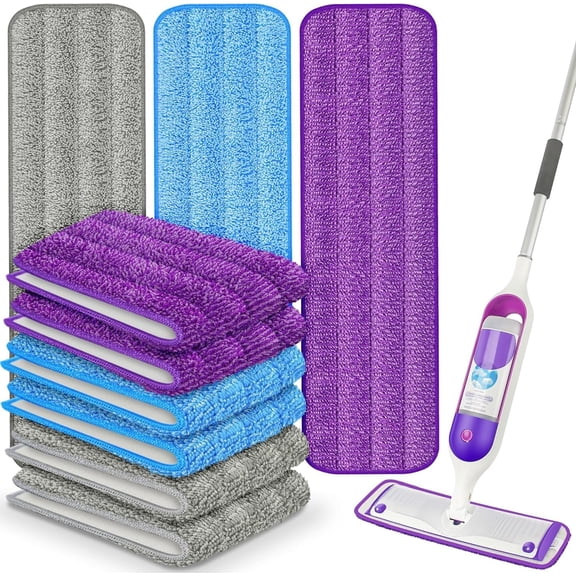 SUGARDAY 9 Pack Reusable Mop Pad Refill for SwifferPower Mop, Washable Wet Pad Refills Replacement for Multi-Surface Floor Cleaning