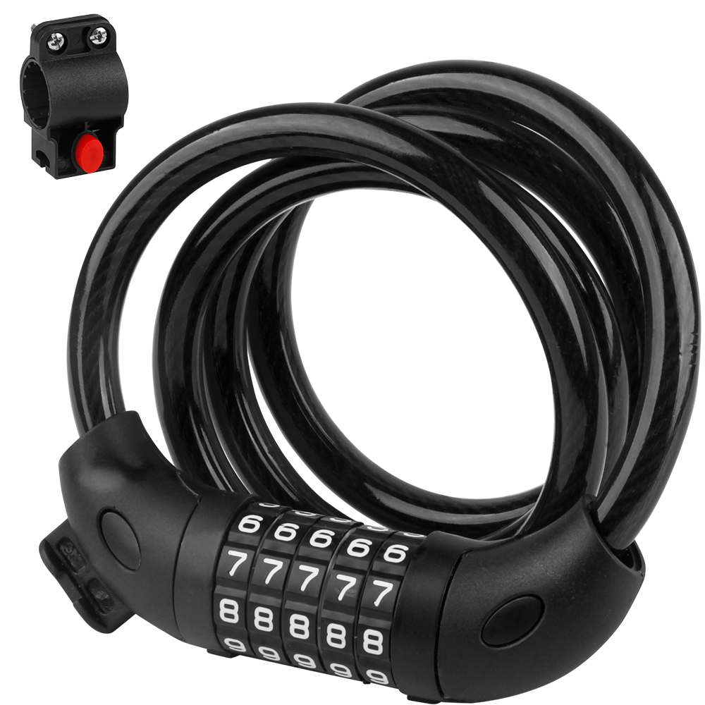 VOAVEKE Bike Lock,Bicycle Lock,Bike Lock Cable Combination Bike Lock 5 Digit Resettable Bicycle