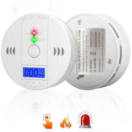 SUGARDAY Carbon Monoxide Detector Battery Operated with Digital LCD Display Test/Reset Button 1 Pack