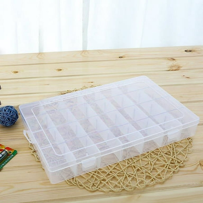 SUGARDAY Craft Bead Organizer Box 28 Compartment with Dividers Clear Plastic  Jewelry Storage Containers 