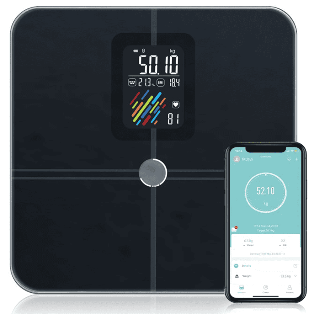 RHINO Smart Scale for Body Weight, High Precision, Bluetooth, Fitdays App,  iOS and Android, Bathroom Wireless Machine for Fat, Muscle, BMI, 14 Body