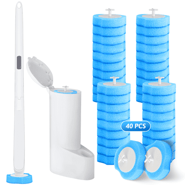 SUGARDAY Disposable Toilet Bowl Brush Cleaner 1 Pack with 40 Toilet Refills