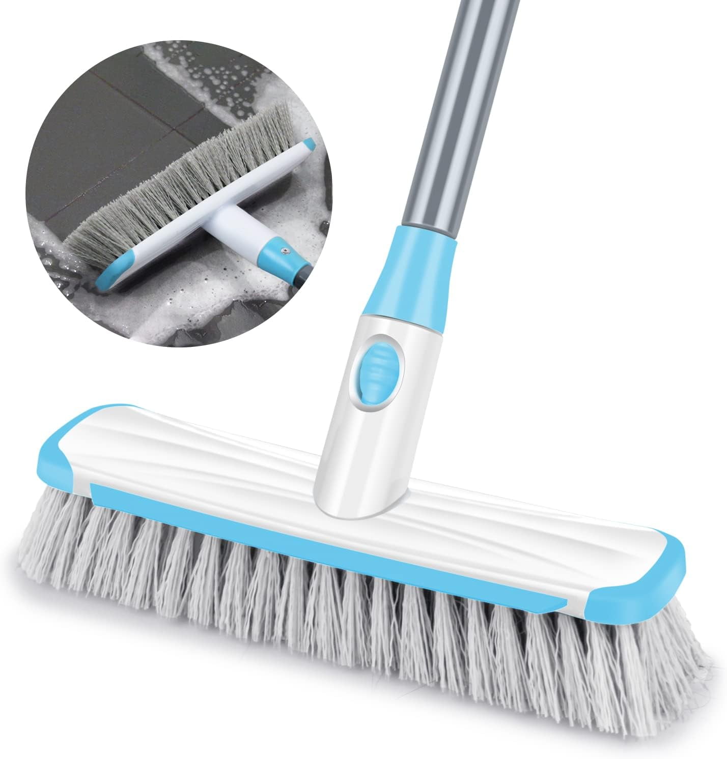 SUGARDAY Floor Scrub Brush with Long Handle for Cl