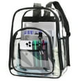 thumbnail image 1 of SUGARDAY Heavy Duty Clear Backpack for School, 15.6" Laptop, 3 Compartments, 3 Pockets, Black, 1 of 7